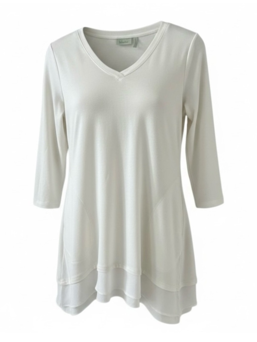 NEW LOGO by Lori Goldstein Ivory V-Neck 3/4 Sleeve Pullover Size XS